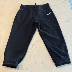 Nike Women’s Black Sweatpants 3/4 Length with White Logo